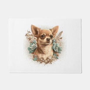 Chihuahua Cute Dog Beautiful Flowers Girl Doormat