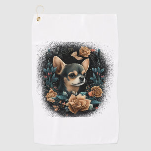Chihuahua Cute Dog Beautiful Flowers Girl Golf Towel