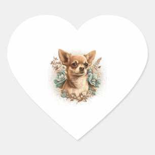Chihuahua Cute Dog Beautiful Flowers Girl Heart Sticker