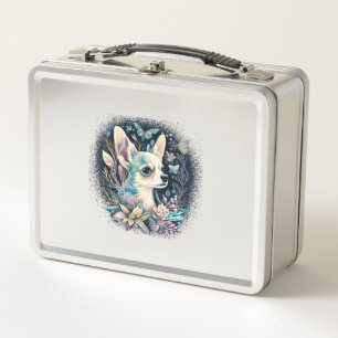 Chihuahua Cute Dog Beautiful Flowers Girl Metal Lunch Box