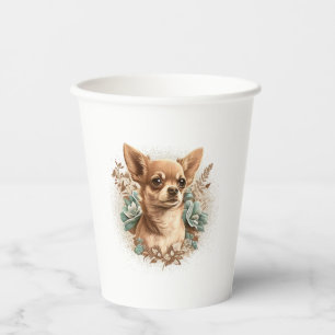 Chihuahua Cute Dog Beautiful Flowers Girl Paper Cups