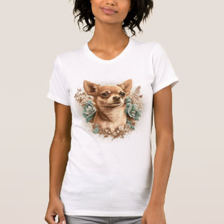 Chihuahua Cute Dog Beautiful Flowers Girl T-Shirt