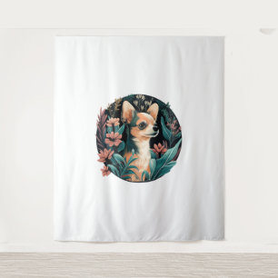 Chihuahua Cute Dog Beautiful Flowers Girl Tapestry