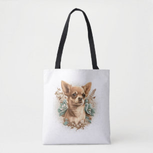Chihuahua Cute Dog Beautiful Flowers Girl Tote Bag