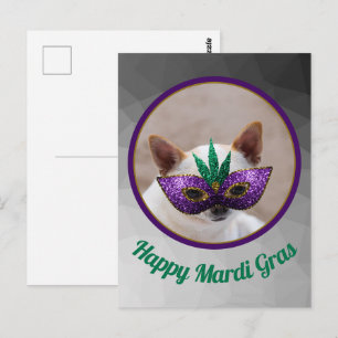 Chihuahua cute Happy Mardi Gras sparkly mask photo Postcard