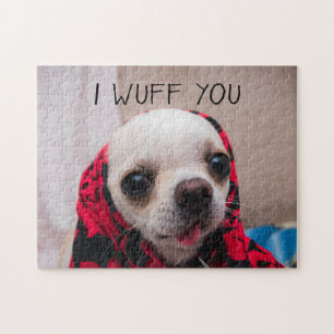 Chihuahua cute I wuff you love Valentines Jigsaw Puzzle