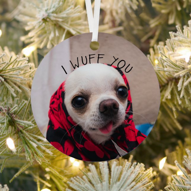 Chihuahua cute I wuff you love Valentines Metal Ornament (Insitu)
