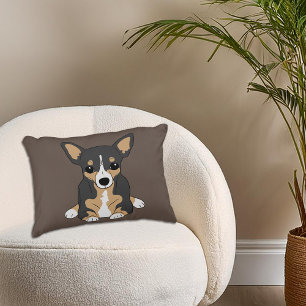 Chihuahua Cute Tri-Colour Chihuahua Brown Accent Pillow