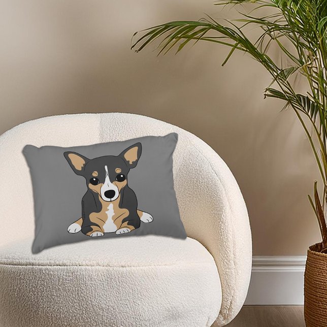 Chihuahua Cute Tri-Colour Chihuahua Grey Accent Pillow (Chihuahua Cute Tri-Color Chihuahua Gray Accent Pillow)