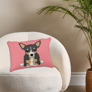 Chihuahua Cute Tri-Colour Chihuahua Rose Accent Pillow