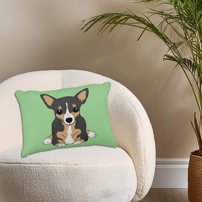 Chihuahua Cute Tri-Colour Chihuahua Sage Accent Pillow (Chihuahua Cute Tri-Color Chihuahua Sage Accent Pillow)