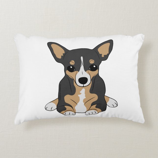 Chihuahua Cute Tri-Colour Dog Decorative Pillow (Front)