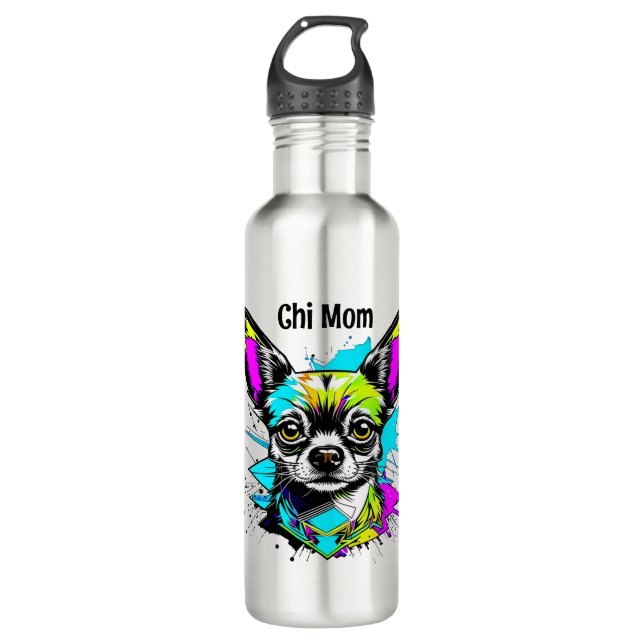 Chihuahua Cyberpunk style Art Chi Mom 710 Ml Water Bottle (Front)