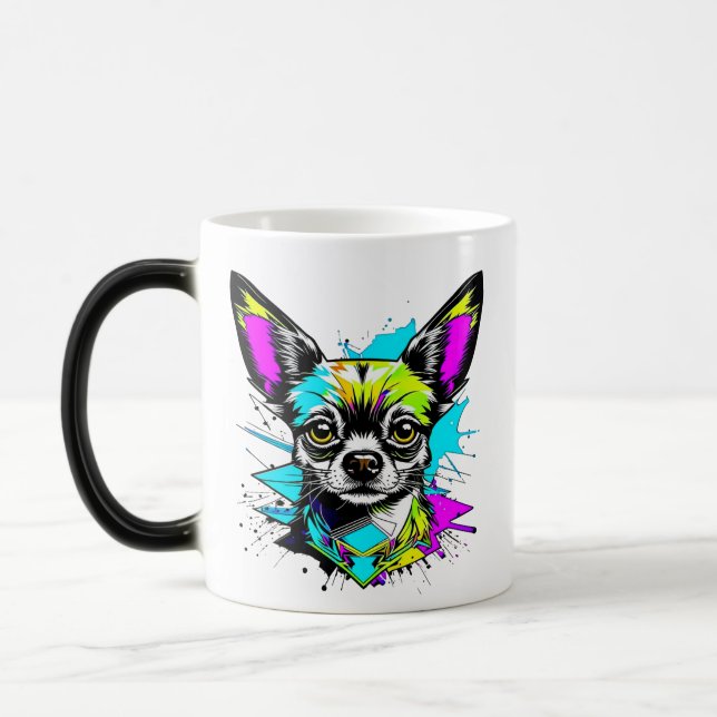 Chihuahua Cyberpunk style Art Chi Mom Magic Mug (Left)