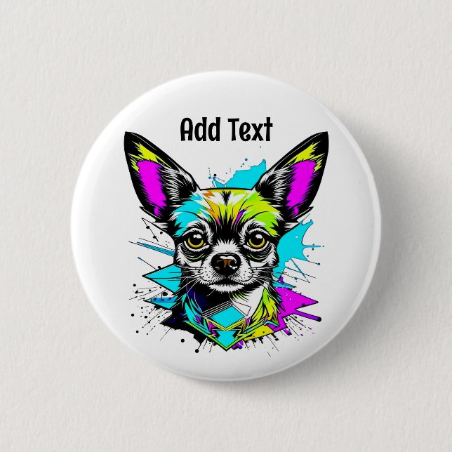 Chihuahua Cyberpunk style Art Personalized 2 Inch Round Button (Front)
