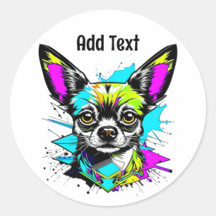 Chihuahua Cyberpunk style Art Personalized Classic Round Sticker