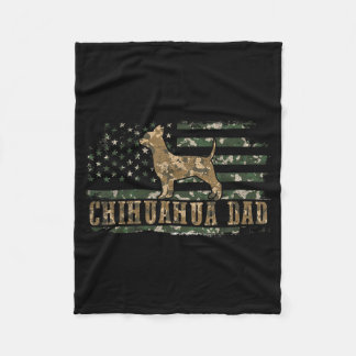 Chihuahua Dad Camo American Flag Camouflage USA Fleece Blanket