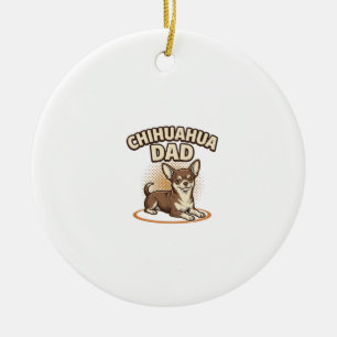 Chihuahua Dad Vintage Engraving Dog Lover Design_1 Ceramic Ornament