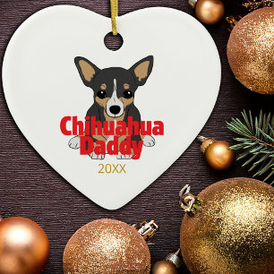 Chihuahua Daddy Black Tan Dog Date Ceramic Ornament
