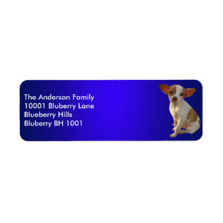 Chihuahua d'adresse de retour d'étiquette bleue