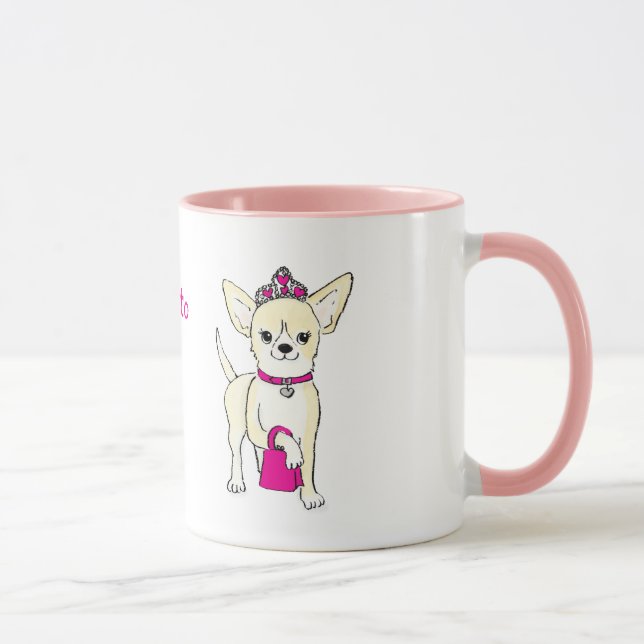 Chihuahua dans une tiara tasse personnalisée (Droite)