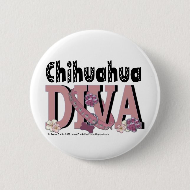 Chihuahua DIVA 2 Inch Round Button (Front)