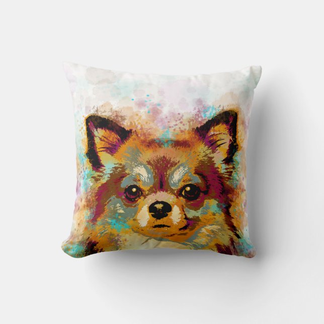 Chihuahua Dog 141 multicolor Throw Pillow (Front)