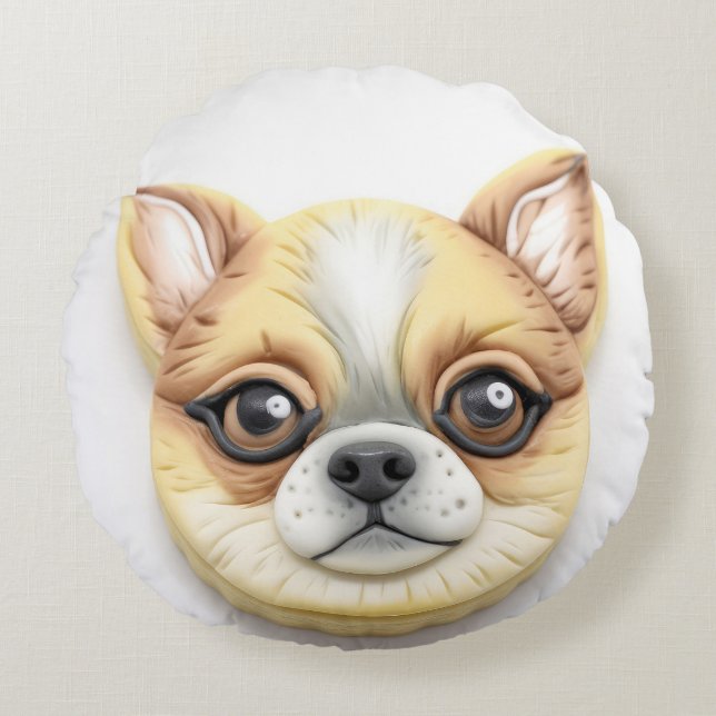 Chihuahua Dog 3D Inspired  Round Pillow (Front)