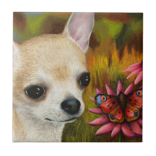 Chihuahua Dog 85 Butterfly Tile