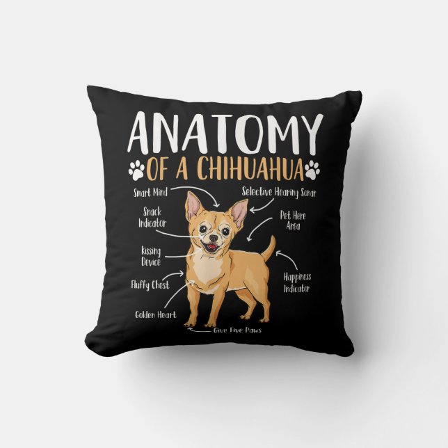 Chihuahua Dog Anatomy Throw Pillow (Front)