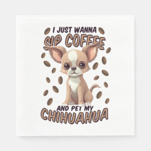 Chihuahua dog and coffee beans napkin