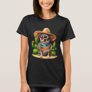 Chihuahua Dog And Sombrero Hat Mexican Fiesta Cinc T-Shirt