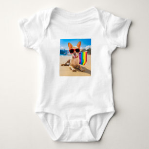 Chihuahua Dog at the Beach Baby Bodysuit