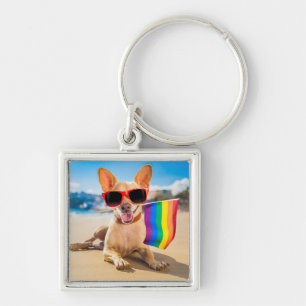 Chihuahua Dog at the Beach Keychain