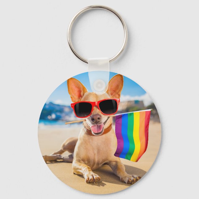 Chihuahua Dog  at the Beach Keychain (Front)