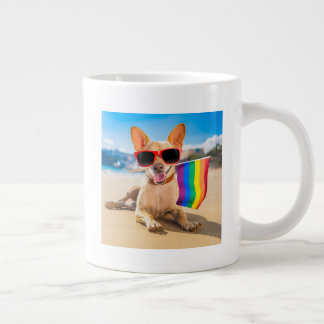 Chihuahua Dog  at the Beach Large Coffee Mug