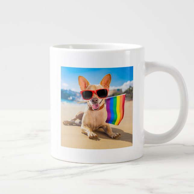 Chihuahua Dog  at the Beach Large Coffee Mug (Right)