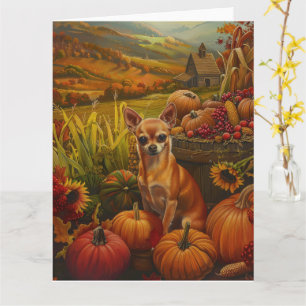 Chihuahua Dog Autumn Harvest Thanksgiving  Card