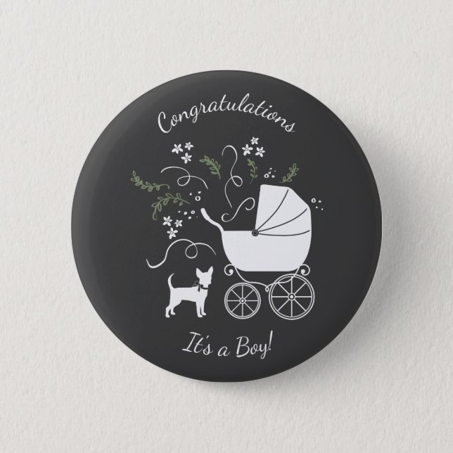 Chihuahua Dog Baby Shower Gender Neutral 2 Inch Round Button (Front)