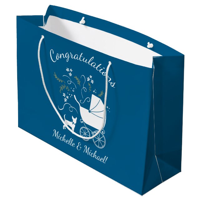 Chihuahua Dog Baby Shower Large Gift Bag (Back Angled)