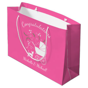 Chihuahua Dog Baby Shower Pink Girl Large Gift Bag