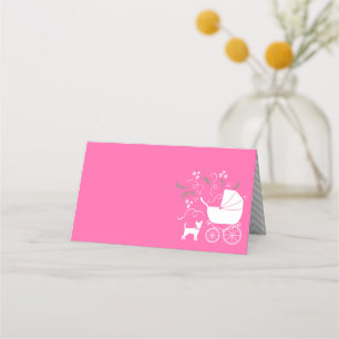 Chihuahua Dog Baby Shower Pink Girl Place Card