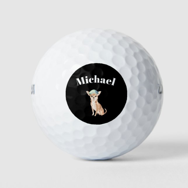 Chihuahua Dog Black Personal  Golf Balls (Front)