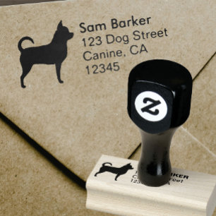 Chihuahua Dog Breed Silhouette Return Address Rubber Stamp