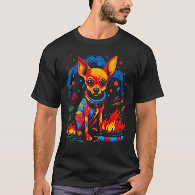 Chihuahua Dog Camping T-Shirt (Front)
