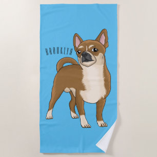 Chihuahua dog cartoon illustration  beach towel