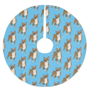 Chihuahua dog cartoon illustration brushed polyester tree skirt