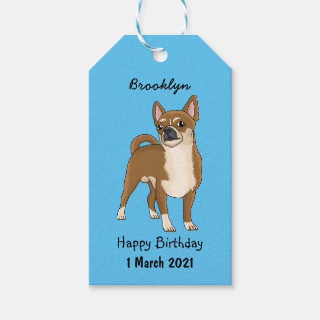 Chihuahua dog cartoon illustration gift tags (Front)