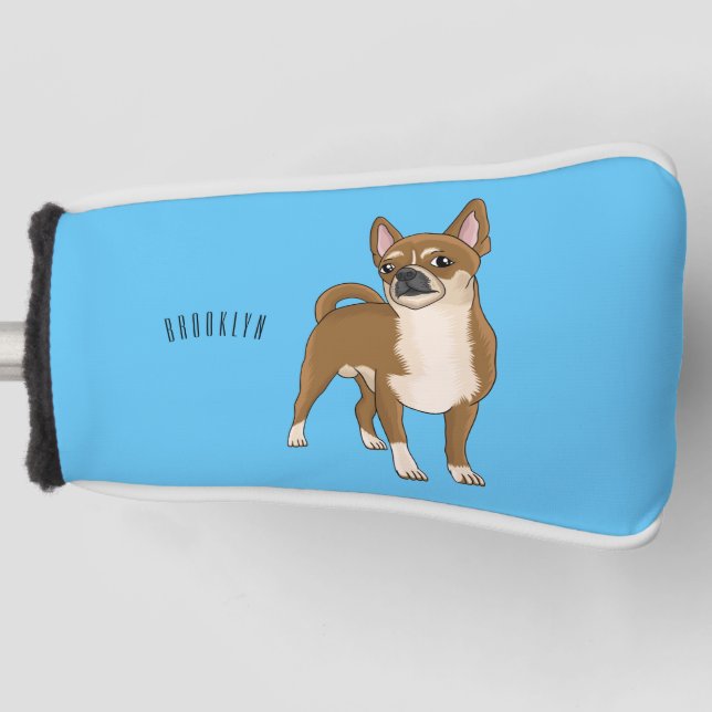 Chihuahua dog cartoon illustration golf head cover (Front)