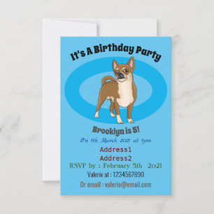Chihuahua dog cartoon illustration  invitation